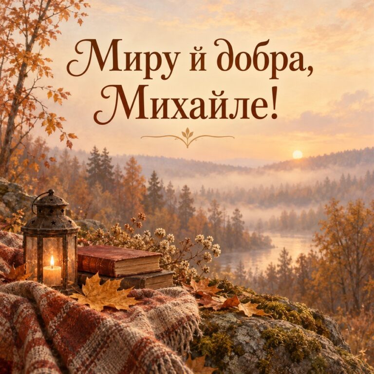 Миру й добра, Михайле! - листівка з привітанням з Днем ангела Михайла