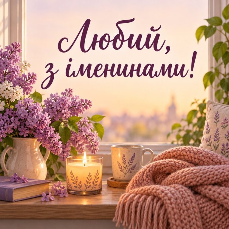 Любий, з іменинами! - листівка з привітанням з Днем ангела Михайла