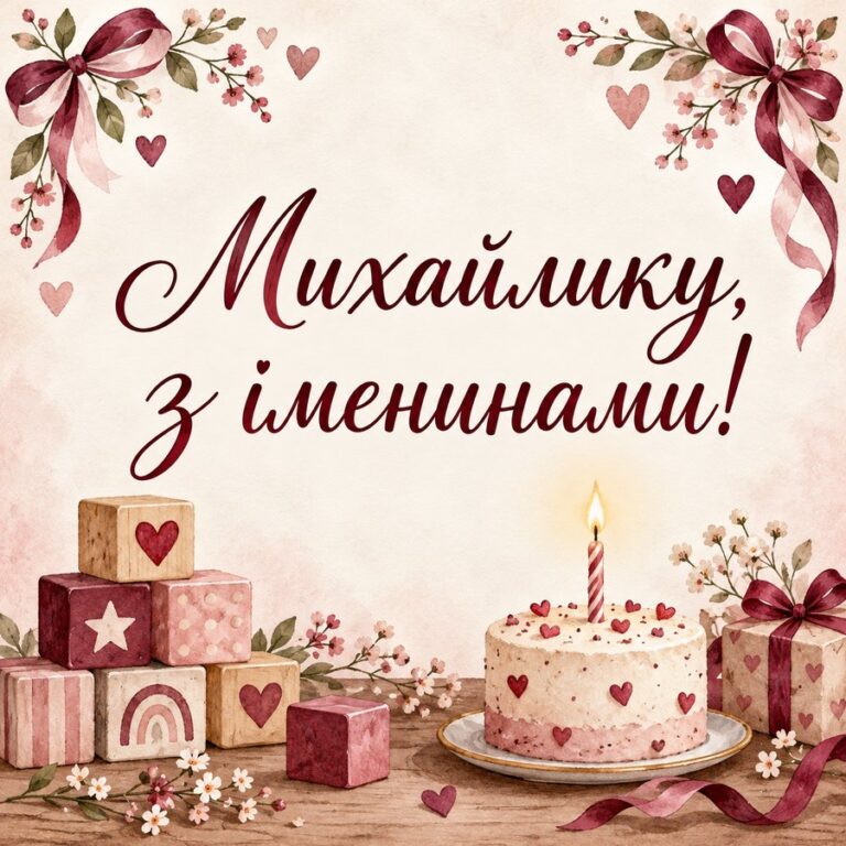 Михайлику, з іменинами! - листівка з привітанням з Днем ангела Михайла
