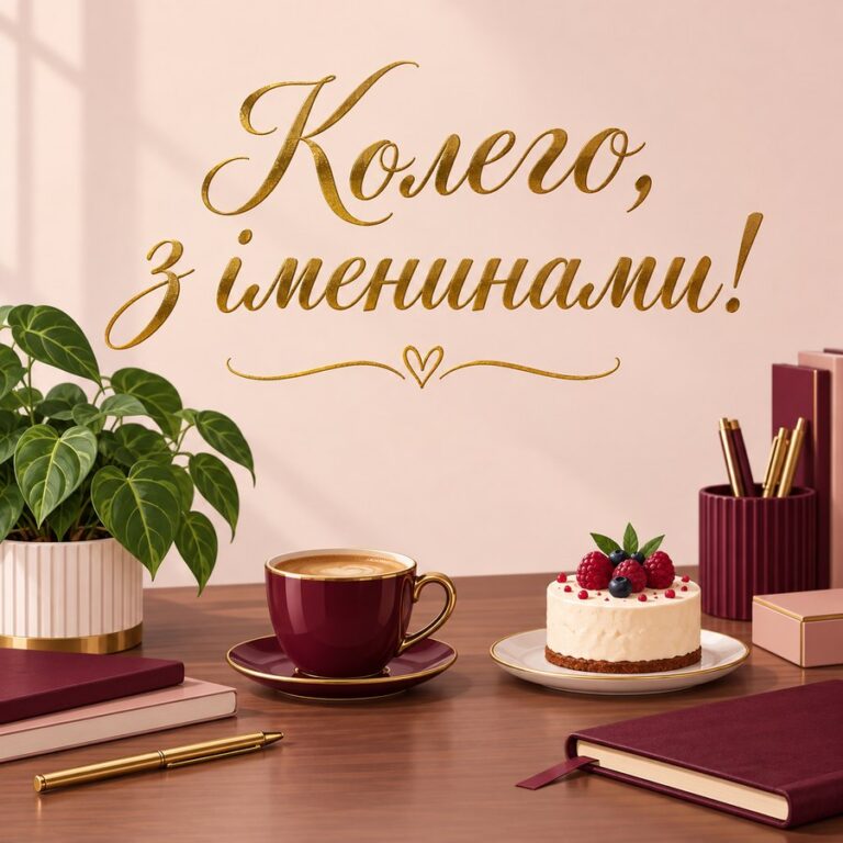 Колего, з іменинами! - листівка з привітанням з Днем ангела Михайла