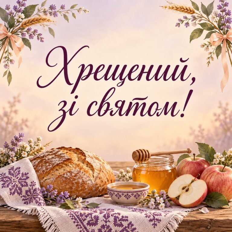 Хрещений, зі святом! - листівка з привітанням з Днем ангела Михайла