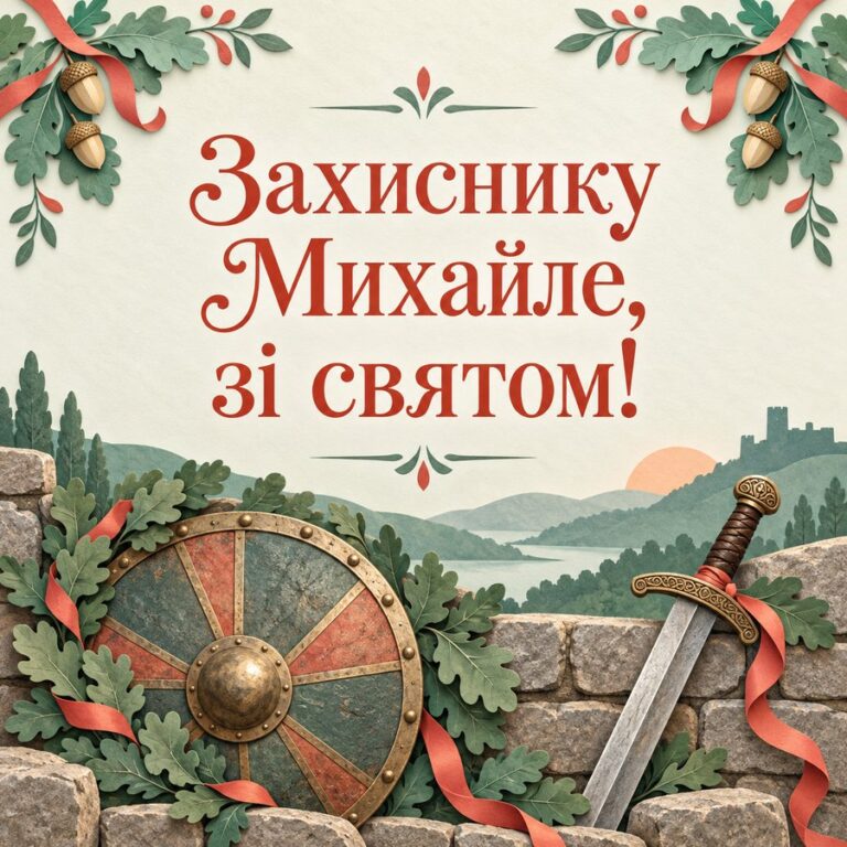 Захиснику Михайле, зі святом! - листівка з привітанням з Днем ангела Михайла