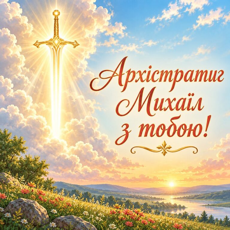 Архістратиг Михаїл з тобою! - листівка з привітанням з Днем ангела Михайла