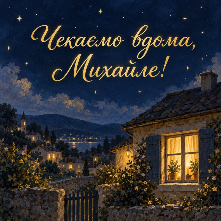Чекаємо вдома, Михайле! - листівка з привітанням з Днем ангела Михайла