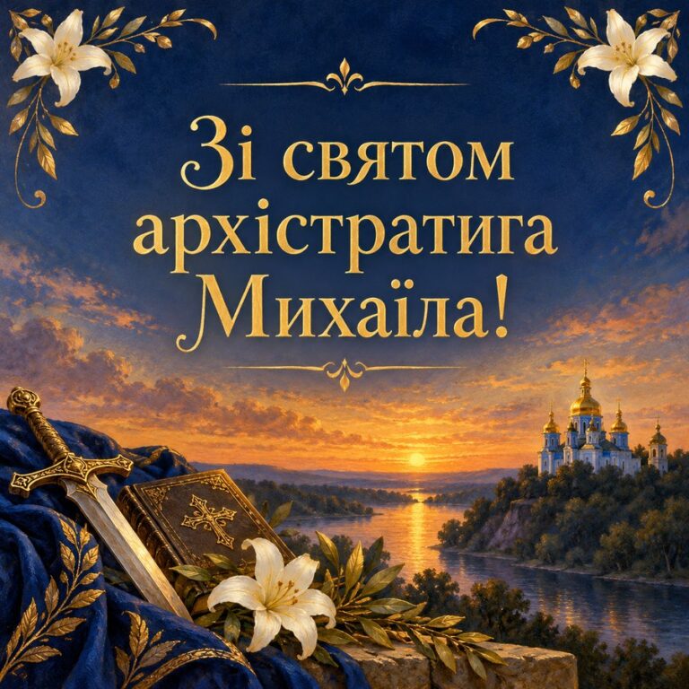 Зі святом архістратига Михаїла! - листівка з привітанням з Днем ангела Михайла