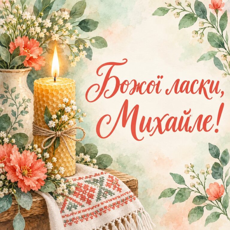 Божої ласки, Михайле! - листівка з привітанням з Днем ангела Михайла
