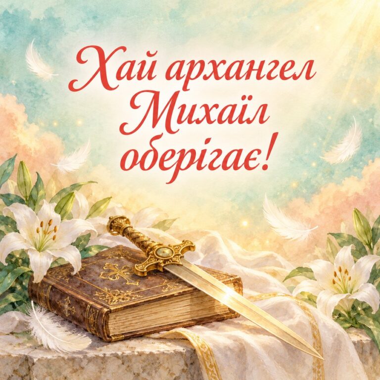 Хай архангел Михаїл оберігає! - листівка з привітанням з Днем ангела Михайла