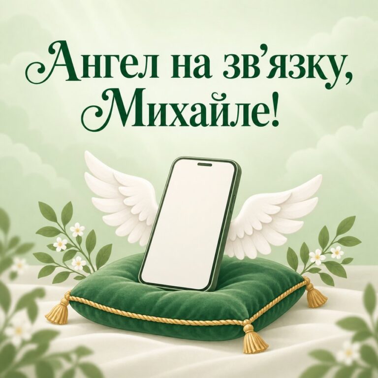 Ангел на звʼязку, Михайле! - листівка з привітанням з Днем ангела Михайла