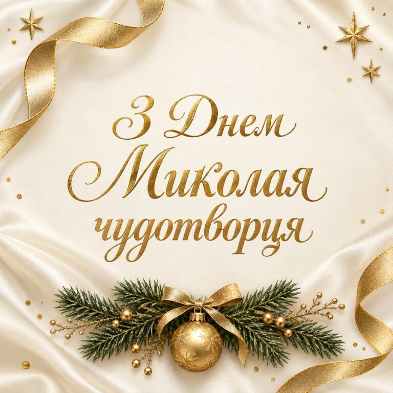 З Днем Миколая чудотворця - листівка з привітанням з Днем святого Миколая