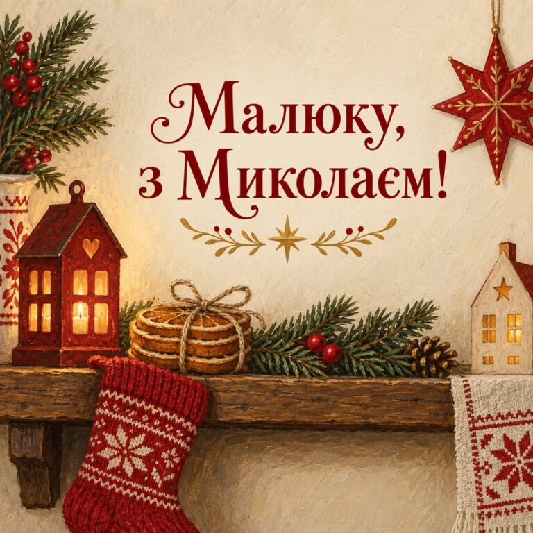 Малюку, з Миколаєм! - листівка з привітанням з Днем святого Миколая