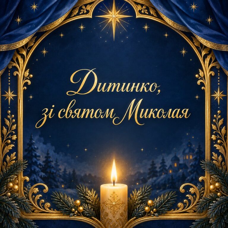 Дитинко, зі святом Миколая - листівка з привітанням з Днем святого Миколая