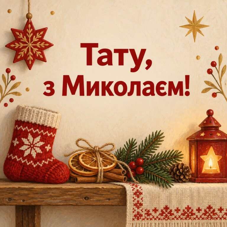 Тату, з Миколаєм! - листівка з привітанням з Днем святого Миколая