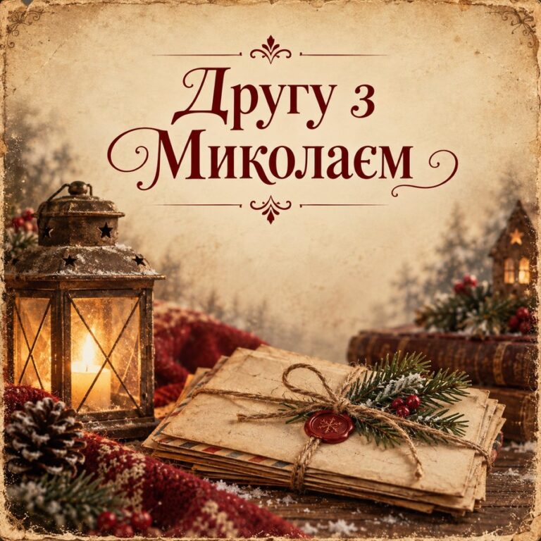 Другу з Миколаєм - листівка з привітанням з Днем святого Миколая