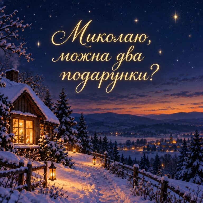 Миколаю, можна два подарунки? - листівка з привітанням з Днем святого Миколая