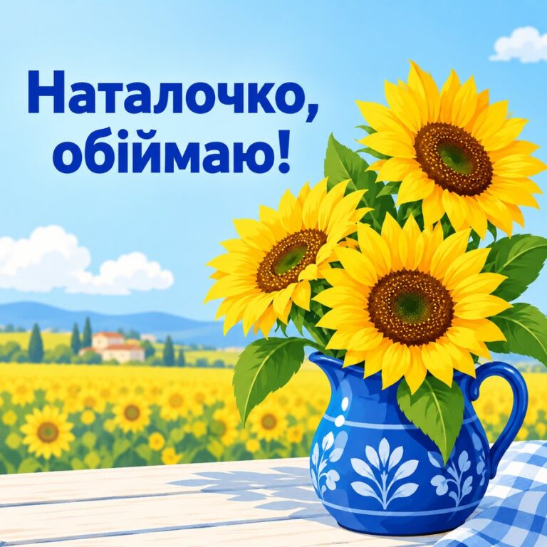 Наталочко, обіймаю! - листівка з привітанням з днем народження Наталії