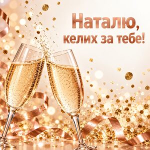Наталю, келих за тебе! - листівка з привітанням з днем народження Наталії