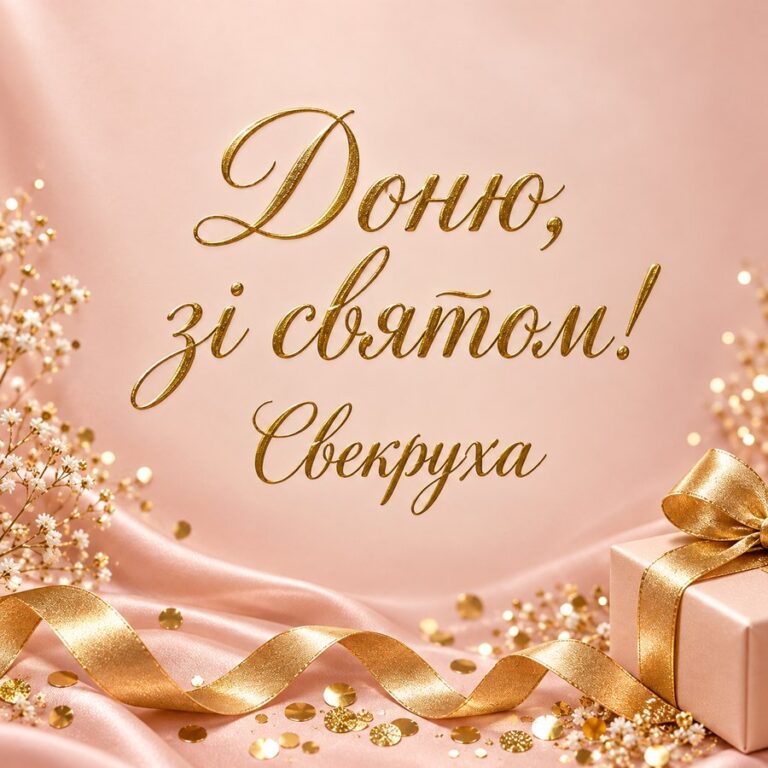 Доню, зі святом! Свекруха - листівка з привітанням з Днем народження невістці