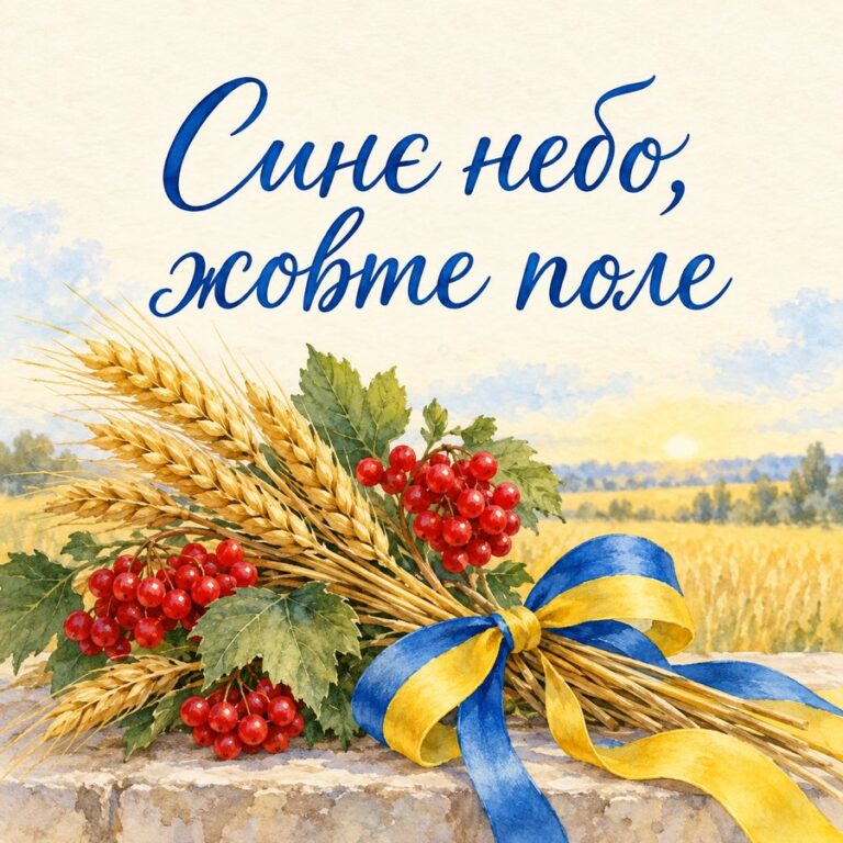 Синє небо, жовте поле - листівка з привітанням з Днем Незалежності