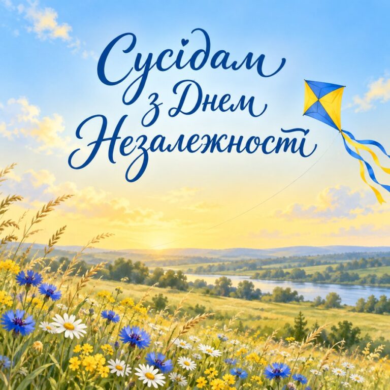 Сусідам з Днем Незалежності - листівка з привітанням з Днем Незалежності
