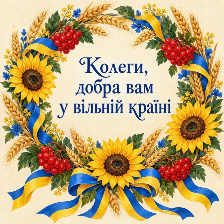 Колеги, добра вам у вільній країні - листівка з привітанням з Днем Незалежності