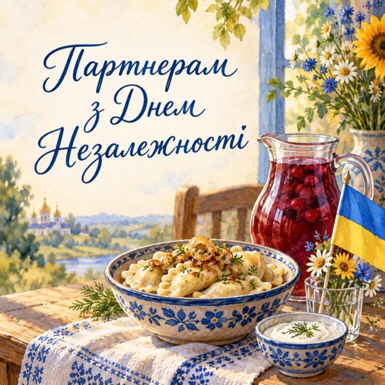 Партнерам з Днем Незалежності - листівка з привітанням з Днем Незалежності