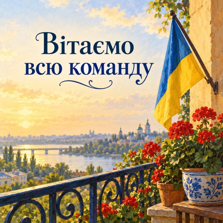 Вітаємо всю команду - листівка з привітанням з Днем Незалежності