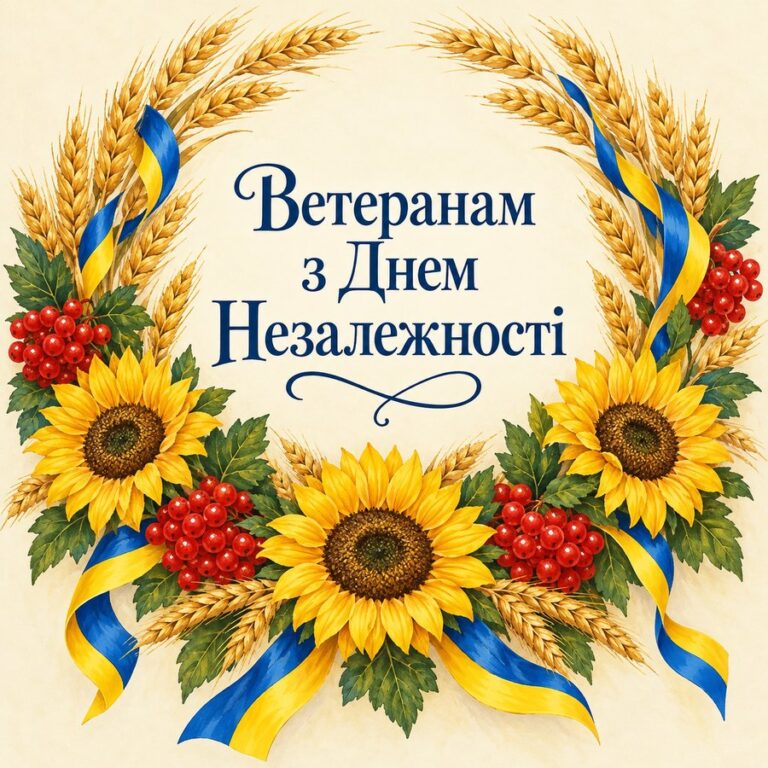 Ветеранам з Днем Незалежності - листівка з привітанням з Днем Незалежності