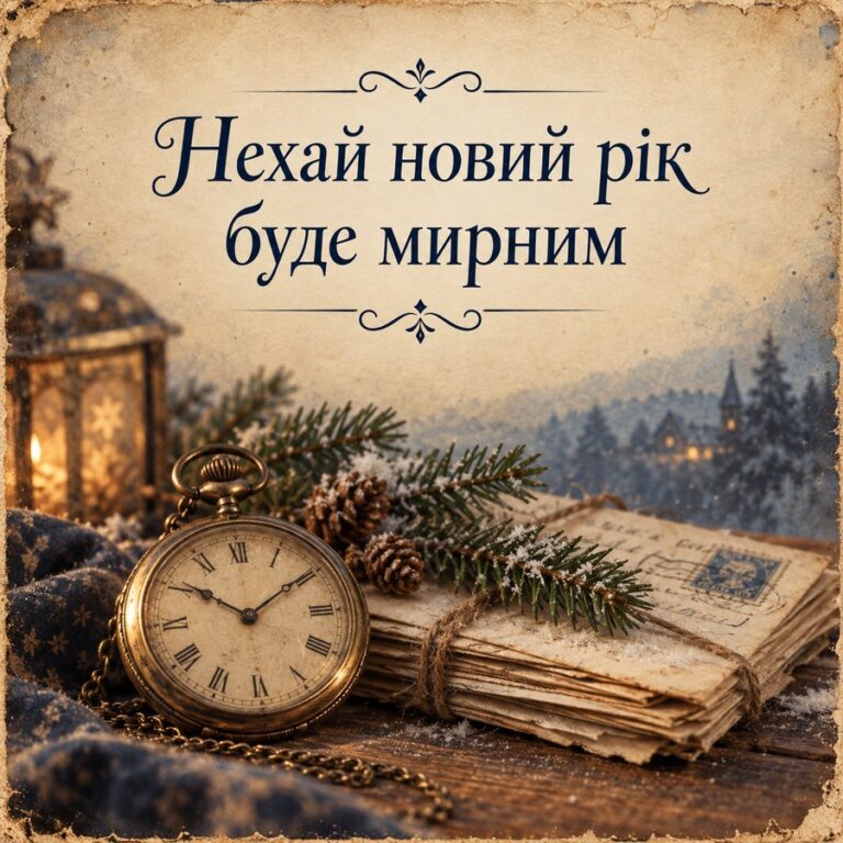 Нехай новий рік буде мирним - листівка з привітанням з Новим роком