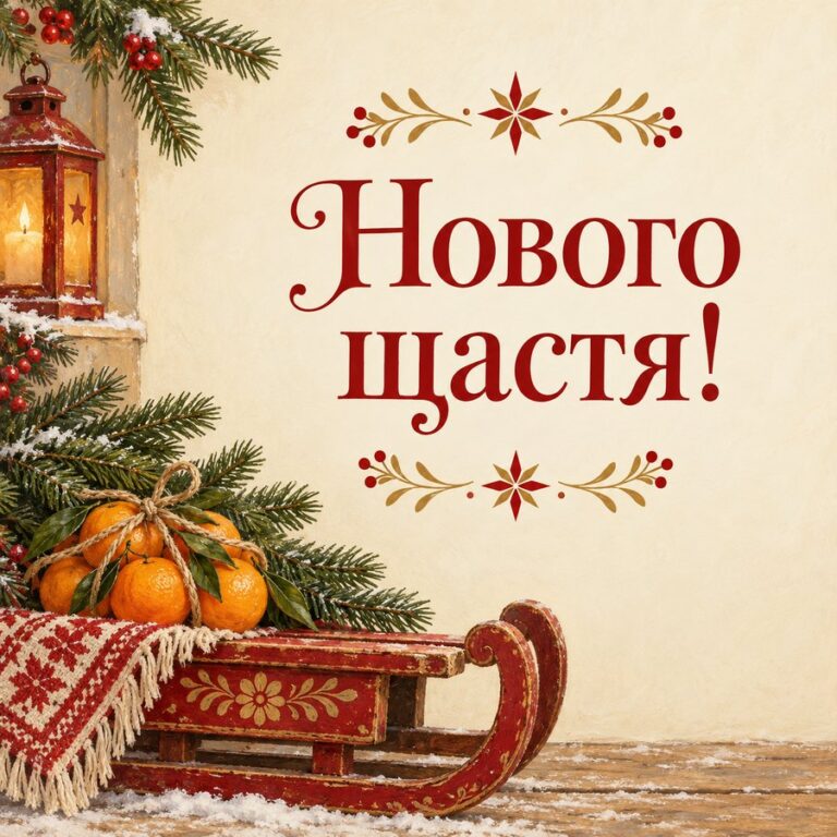 Нового щастя! - листівка з привітанням з Новим роком