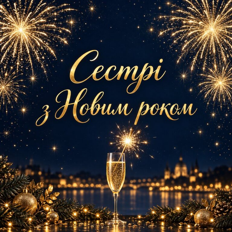 Сестрі з Новим роком - листівка з привітанням з Новим роком