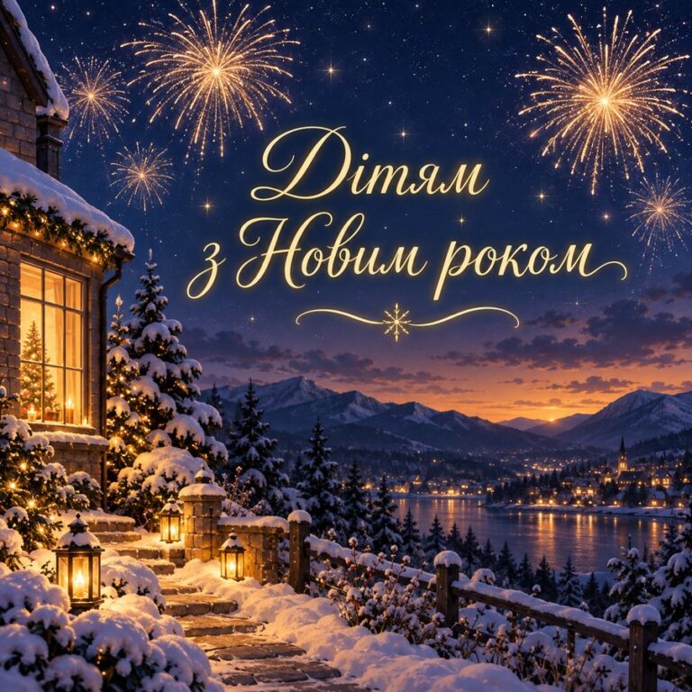 Дітям з Новим роком - листівка з привітанням з Новим роком