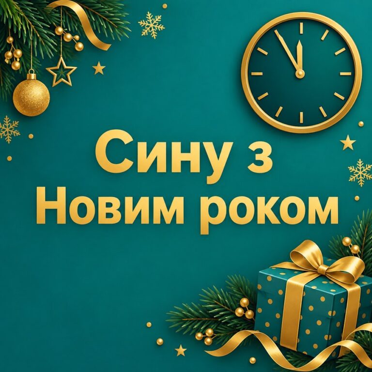 Сину з Новим роком - листівка з привітанням з Новим роком