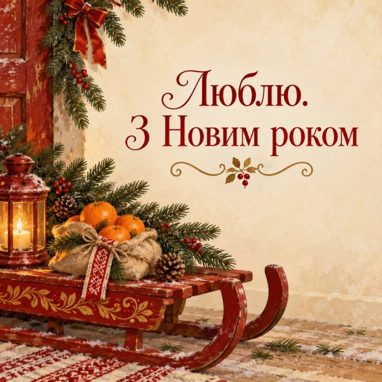 Люблю. З Новим роком - листівка з привітанням з Новим роком