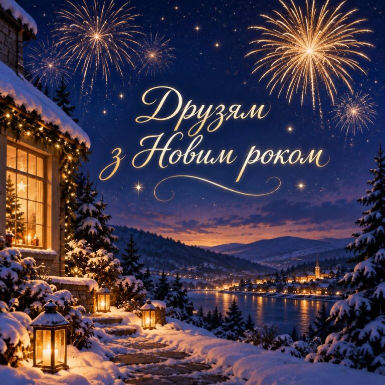 Друзям з Новим роком - листівка з привітанням з Новим роком