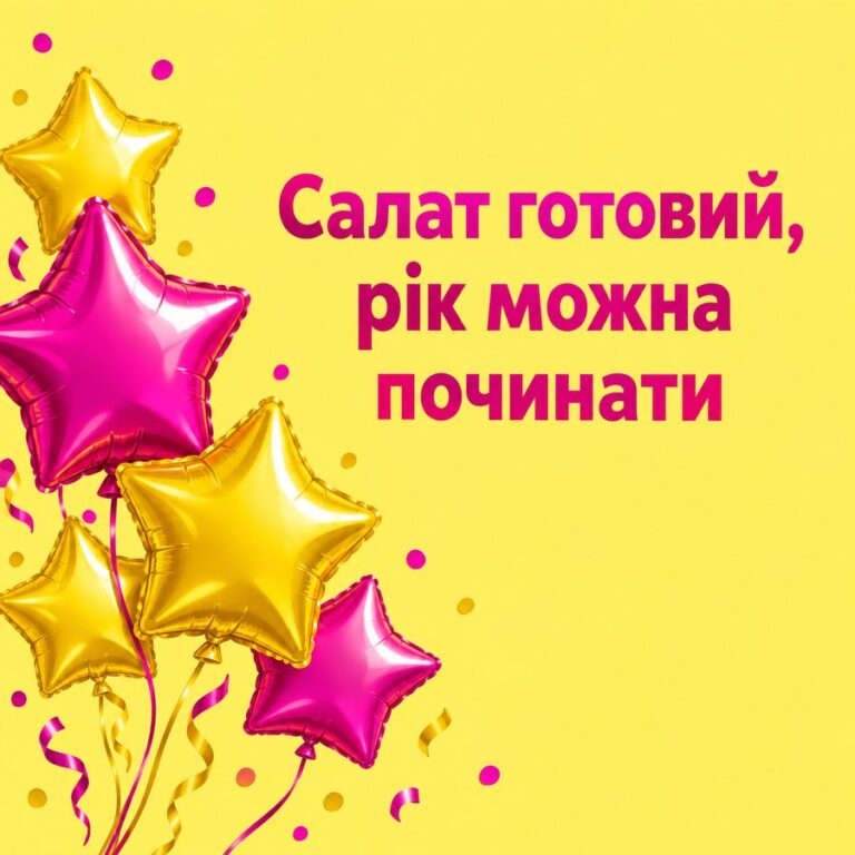 Салат готовий, рік можна починати - листівка з привітанням з Новим роком