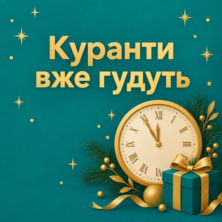 Куранти вже гудуть - листівка з привітанням з Новим роком