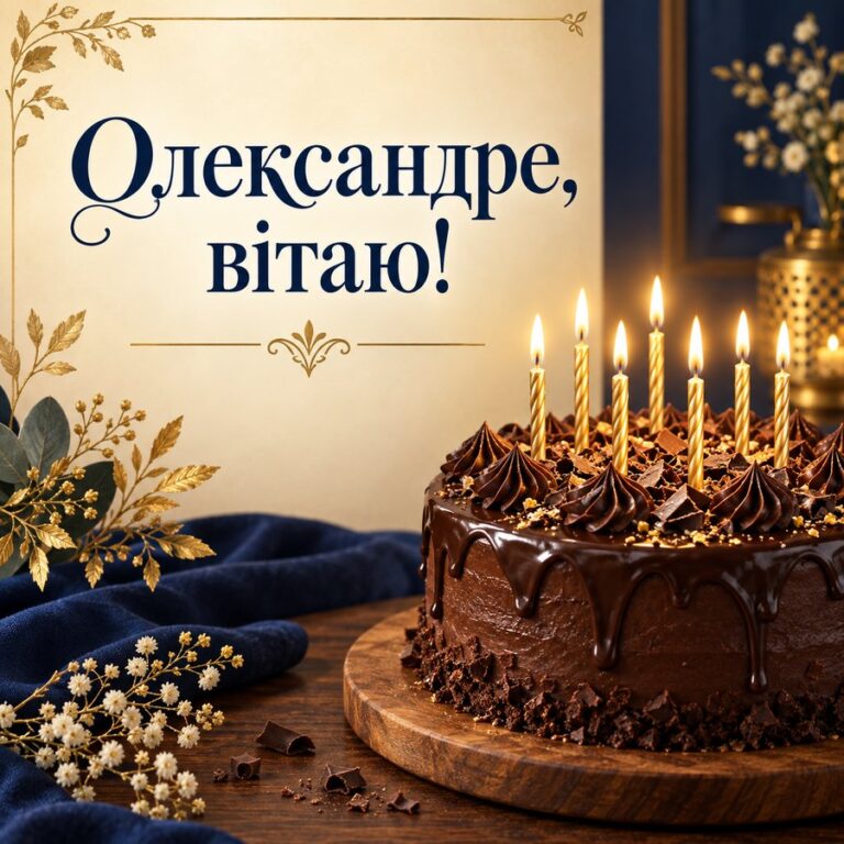 Олександре, вітаю! - листівка з привітанням з днем народження Олександру