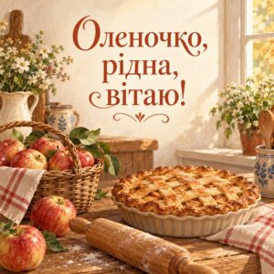 Оленочко, рідна, вітаю! - листівка з привітанням з днем народження Олені