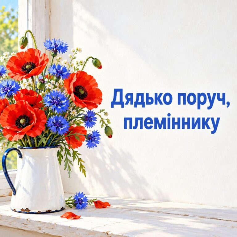 Дядько поруч, племіннику - листівка з привітанням з Днем народження племіннику