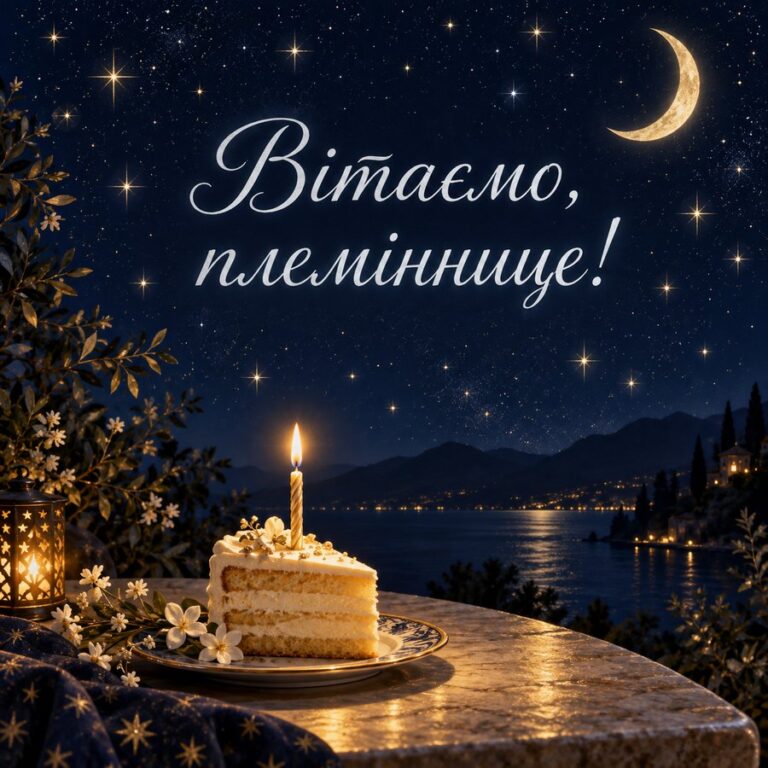 Вітаємо, племіннице! - листівка з привітанням з Днем народження племінниці