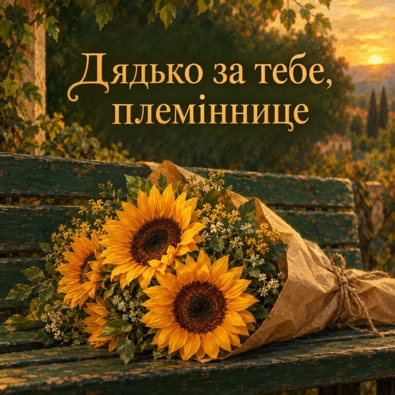Дядько за тебе, племіннице - листівка з привітанням з Днем народження племінниці