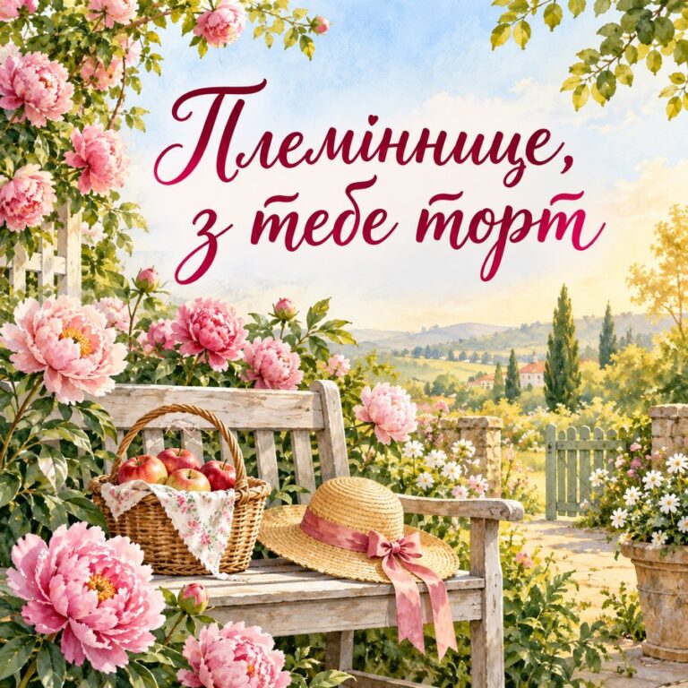 Племіннице, з тебе торт - листівка з привітанням з Днем народження племінниці