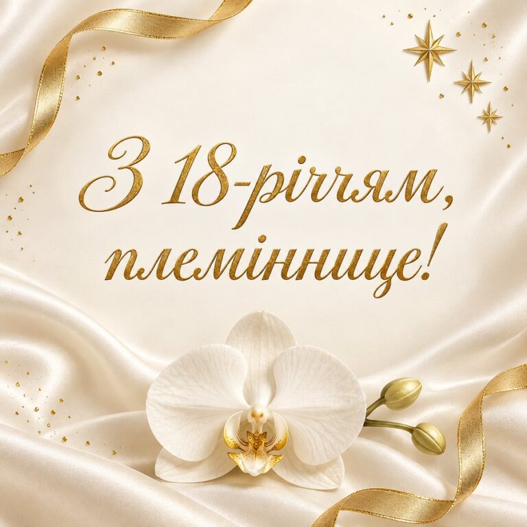 З 18-річчям, племіннице! - листівка з привітанням з Днем народження племінниці