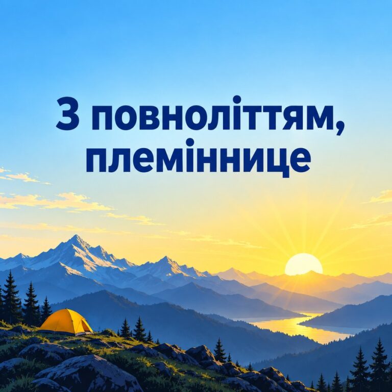 З повноліттям, племіннице - листівка з привітанням з Днем народження племінниці