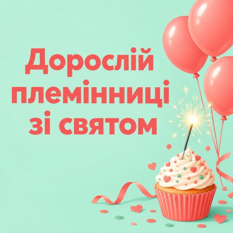 Дорослій племінниці зі святом - листівка з привітанням з Днем народження племінниці
