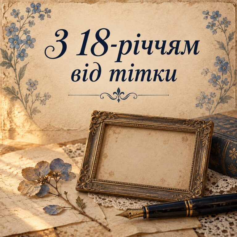 З 18-річчям від тітки - листівка з привітанням з Днем народження племінниці