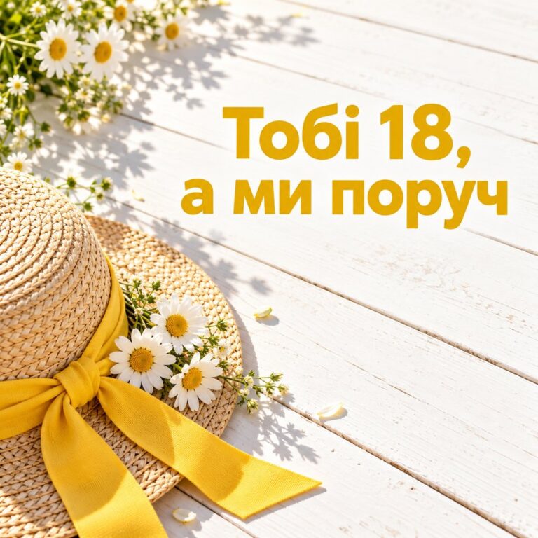 Тобі 18, а ми поруч - листівка з привітанням з Днем народження племінниці