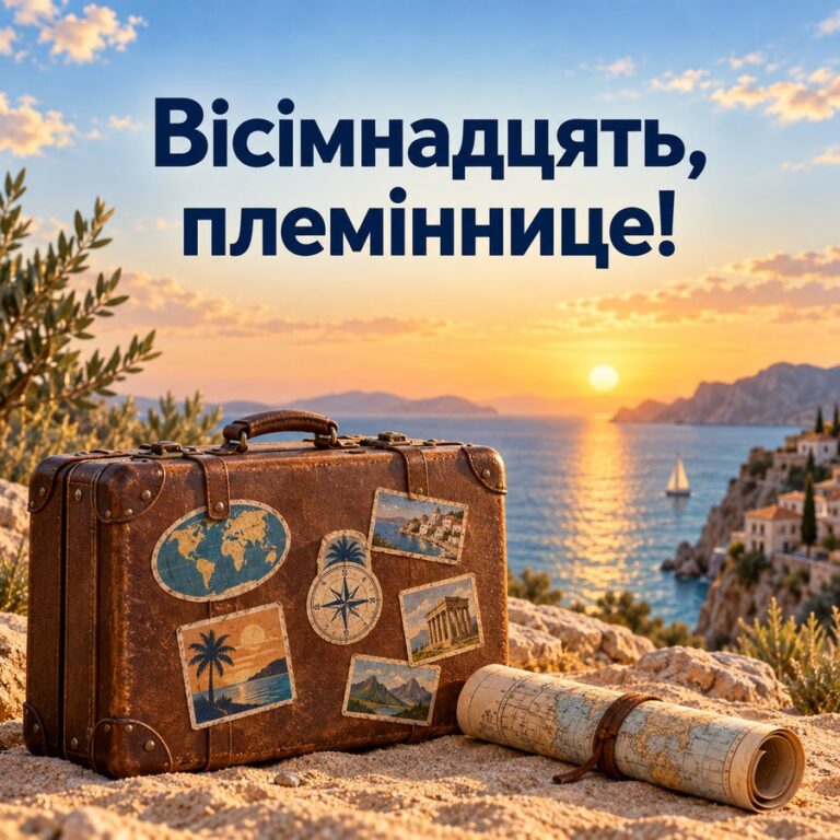 Вісімнадцять, племіннице! - листівка з привітанням з Днем народження племінниці