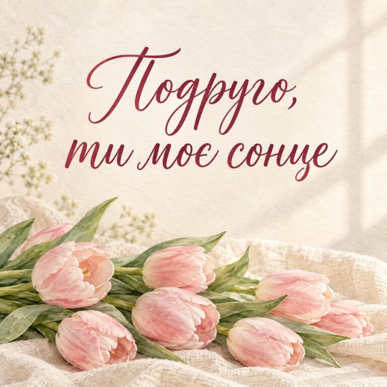 Подруго, ти моє сонце - листівка з привітанням з Днем народження подрузі