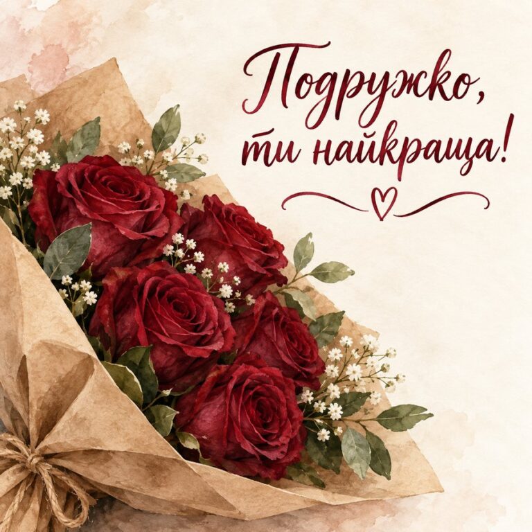 Подружко, ти найкраща! - листівка з привітанням з Днем народження подрузі